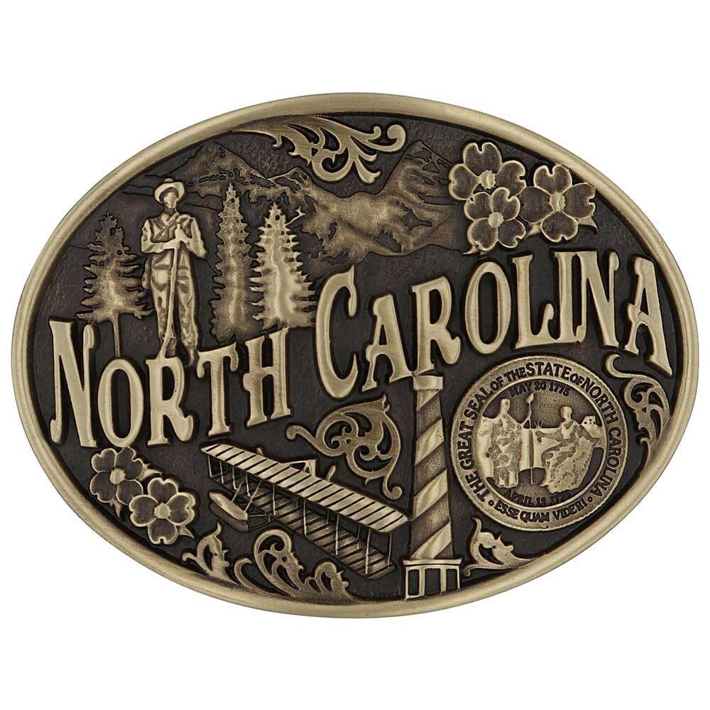 5145 Attitude State Heritage Oval Antiqued Patina Western Belt Buckle